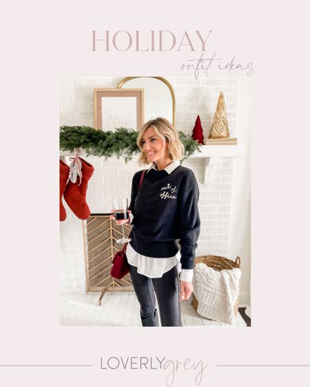 Such a cute holiday look! Loverly Grey is wearing an XS in the sweater and button down! The sweater is on major sale too 👏

#LTKHoliday #LTKsalealert #LTKstyletip