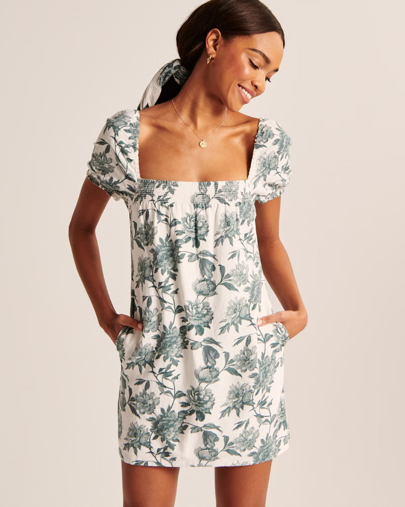 Squareneck Trapeze Mini Dress | Abercrombie & Fitch (US)