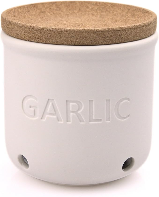 Okavango Garlic Keeper - White Ceramic Container with cork lid - Garlic Storage - Garlic Holder C... | Amazon (US)