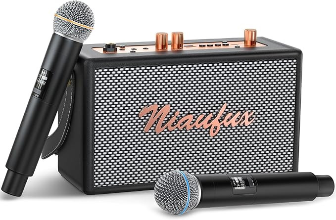 Retro Karaoke Machine with Two Wireless Microphones, Portable Bluetooth Speaker for Adults and Ki... | Amazon (US)