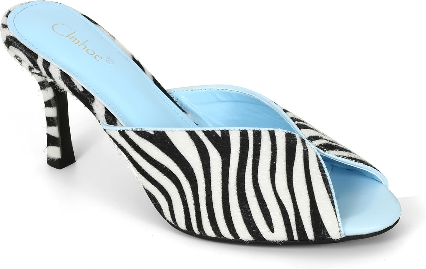 Suede Zebra High Heeled Sandals for Women Open Peep Toe Mules Slip On Stiletto Slides Casual Wedd... | Amazon (US)