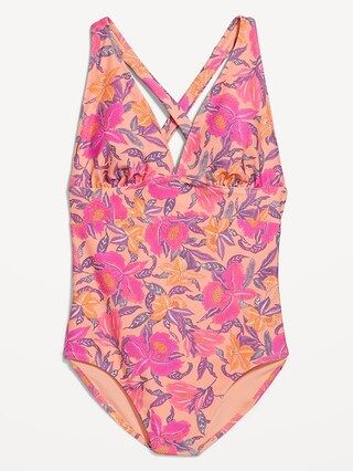 Matching V-Neck One-Piece Swimsuit for Women | Old Navy (US)