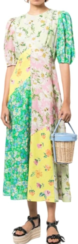 Graffiti Y2k Dress Puff Sleeve Maxi Dress Women Summer Floral Colorful Dresses 2024 Vintage Boho ... | Amazon (US)