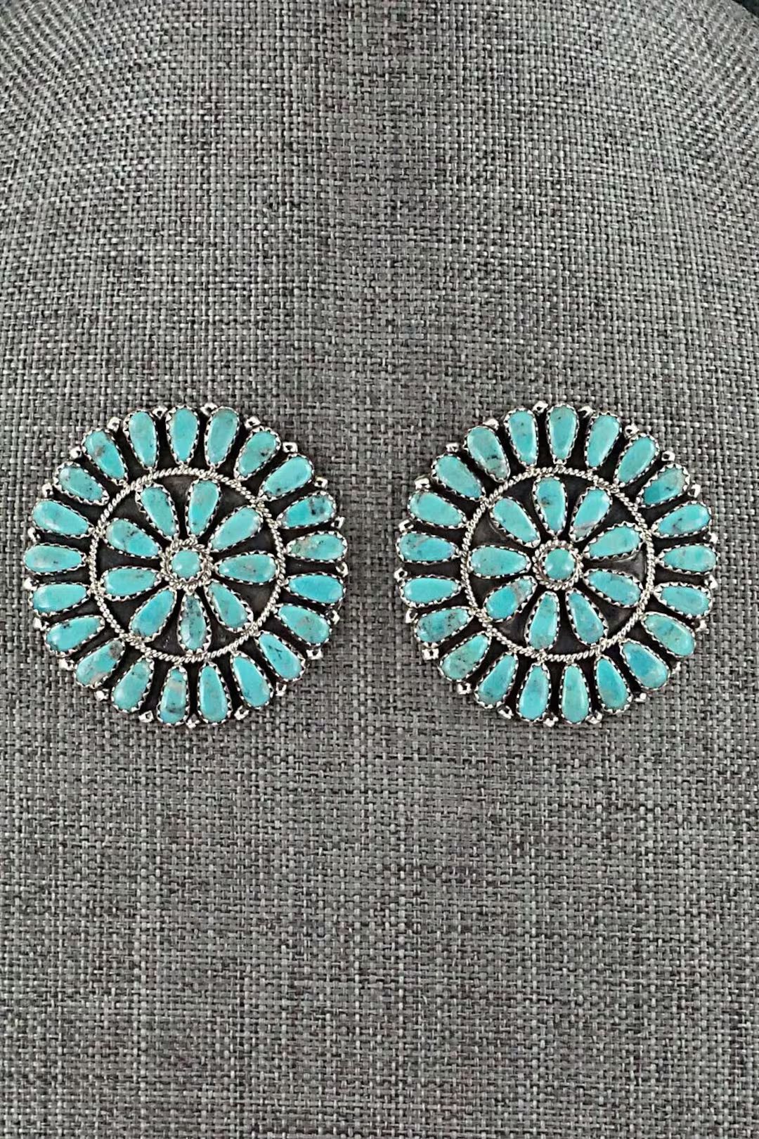 Turquoise and Sterling Silver Earrings Zeita Begay - Etsy | Etsy (US)