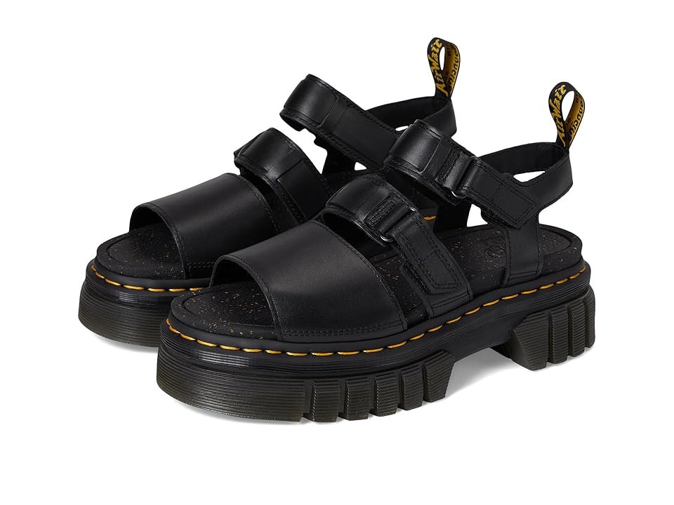 Dr. Martens Ricki 3-Strap Sandal Women's Shoes Black Nappa Lux : UK 8 (US Women's 10) M, Leather | Zappos
