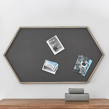 Wood Framed Hexagon Pinboard, Brushed Fog | Pottery Barn Teen