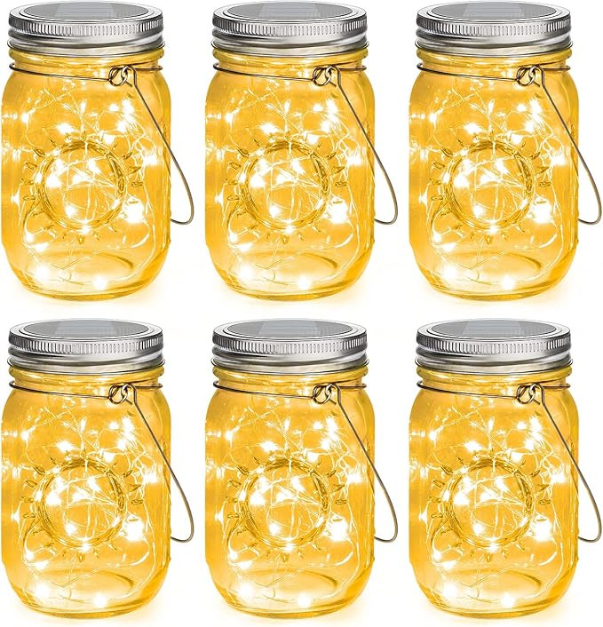 Mlambert Mason Jar Solar Lights 30 LEDs, 6 Pack Hanging Solar Lights Outdoor, Waterproof Fairy Li... | Amazon (US)