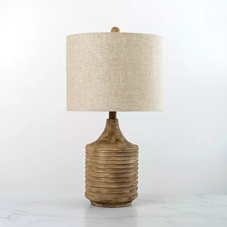 Barrett Ribbed Wood Table Lamp | Kirkland's Home