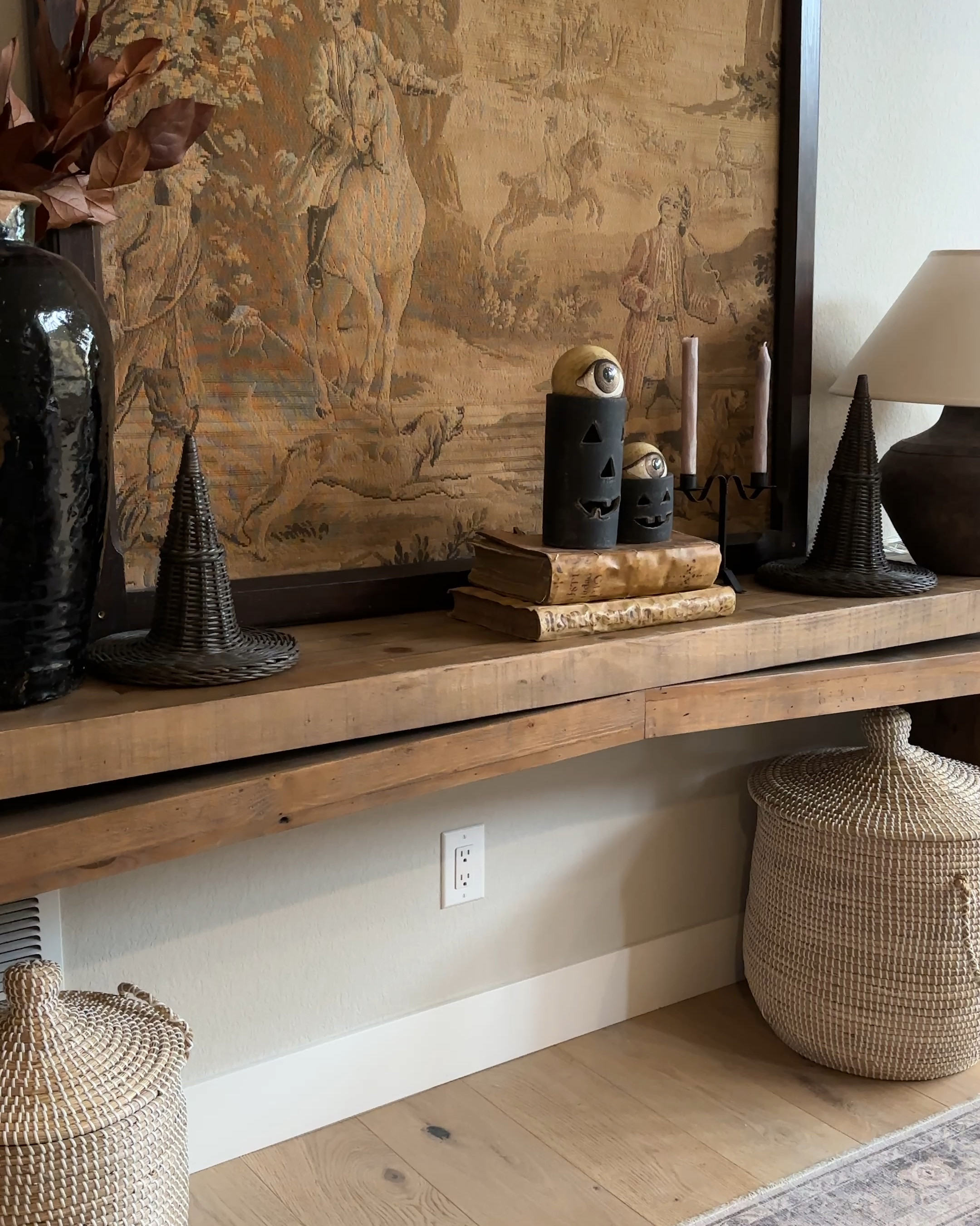 Halloween console table styling with antique additions 

#LTKHalloween #LTKHoliday #LTKHome