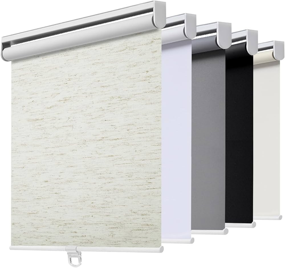 Cordless Roller Shades Blackout Blinds for Windows Room Darkening Rolled Up Shades with Spring Sy... | Amazon (US)