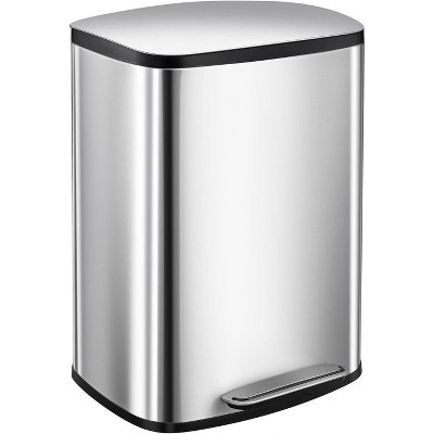 13.2 Gal/50L Trash Can, Rectangular Stainless Steel Trash Can with Recycling Bin, Fingerprint-Resistant, Soft-Close Lid, Step-on Garbage Bin | Target