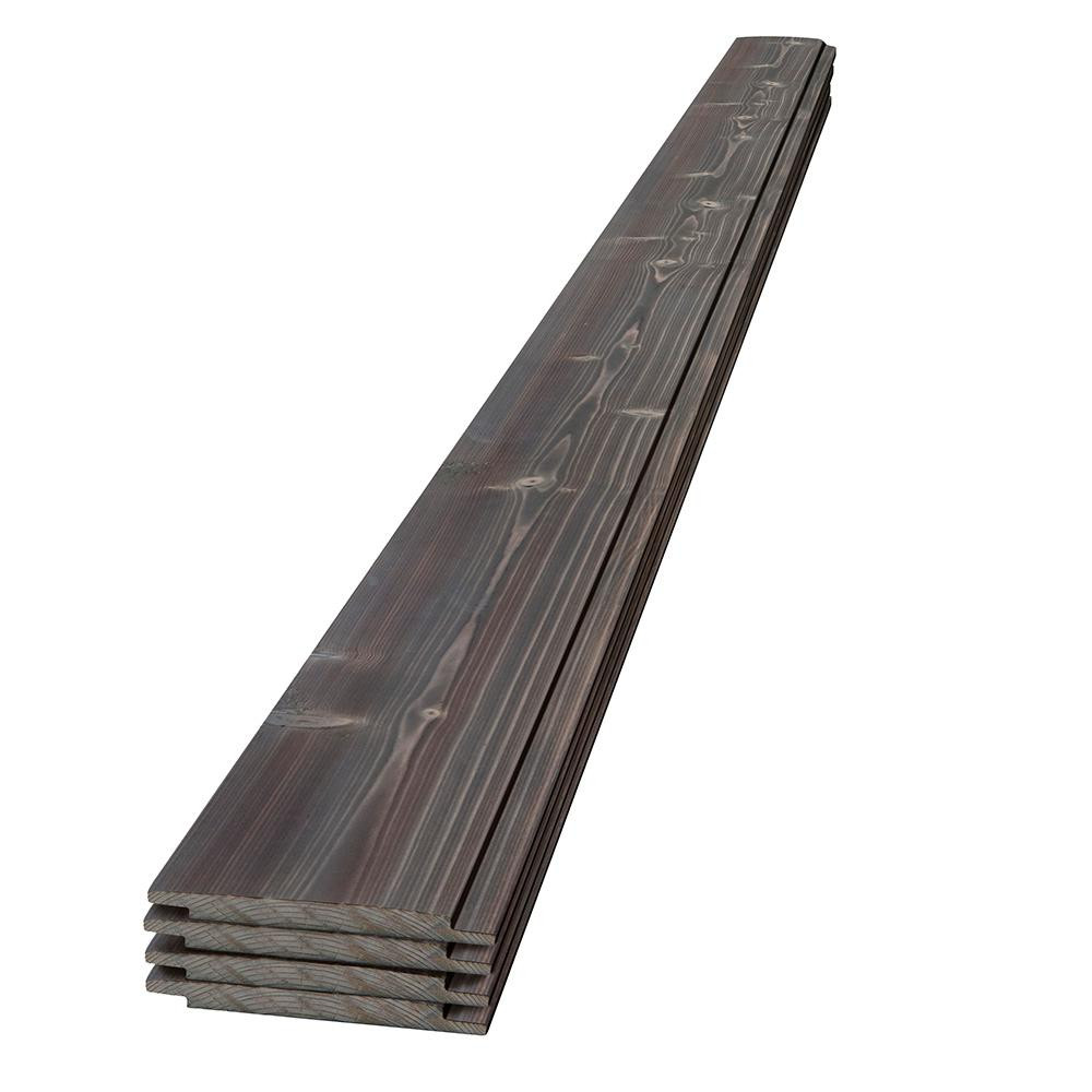 1 in. x 6 in. x 8 ft. Ash Gray Charred Wood Pine Shiplap Board (4-Pack) | The Home Depot
