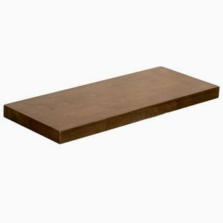 Solid Wood Butcher Block Shelf 48 in. W X 12 in. D X 1.5 in. H in Walnut Stain Hevea UV Finish | The Home Depot