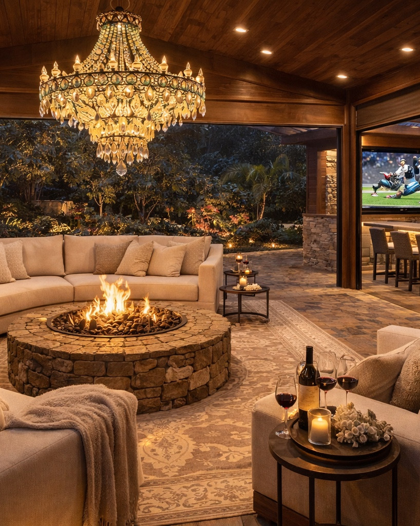 Luxury Outdoor Pergola with Statement Chandelier & Sectional Seating

Every space needs a center.

Not visually—but emotionally.

Here, it’s the chandelier.

Suspended above the seating, it shifts everything. The space becomes more intentional. More refined. More unforgettable.

The conversation slows. The lighting softens. The entire atmosphere changes without saying a word.

This is what luxury does.
It doesn’t ask for attention—it commands it quietly.

#LTKvlog #LTKHome