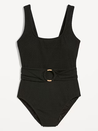 Belted Crochet One-Piece Swimsuit for Women | Old Navy (US)