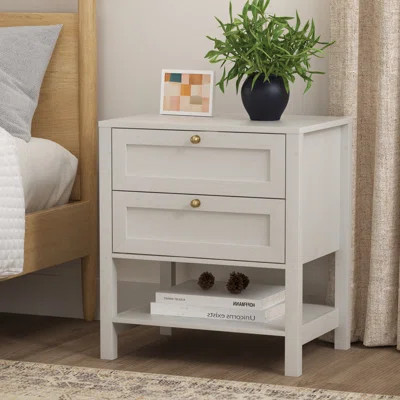 Wooden Nightstand With 2-Drawer And Shelf | Wayfair North America