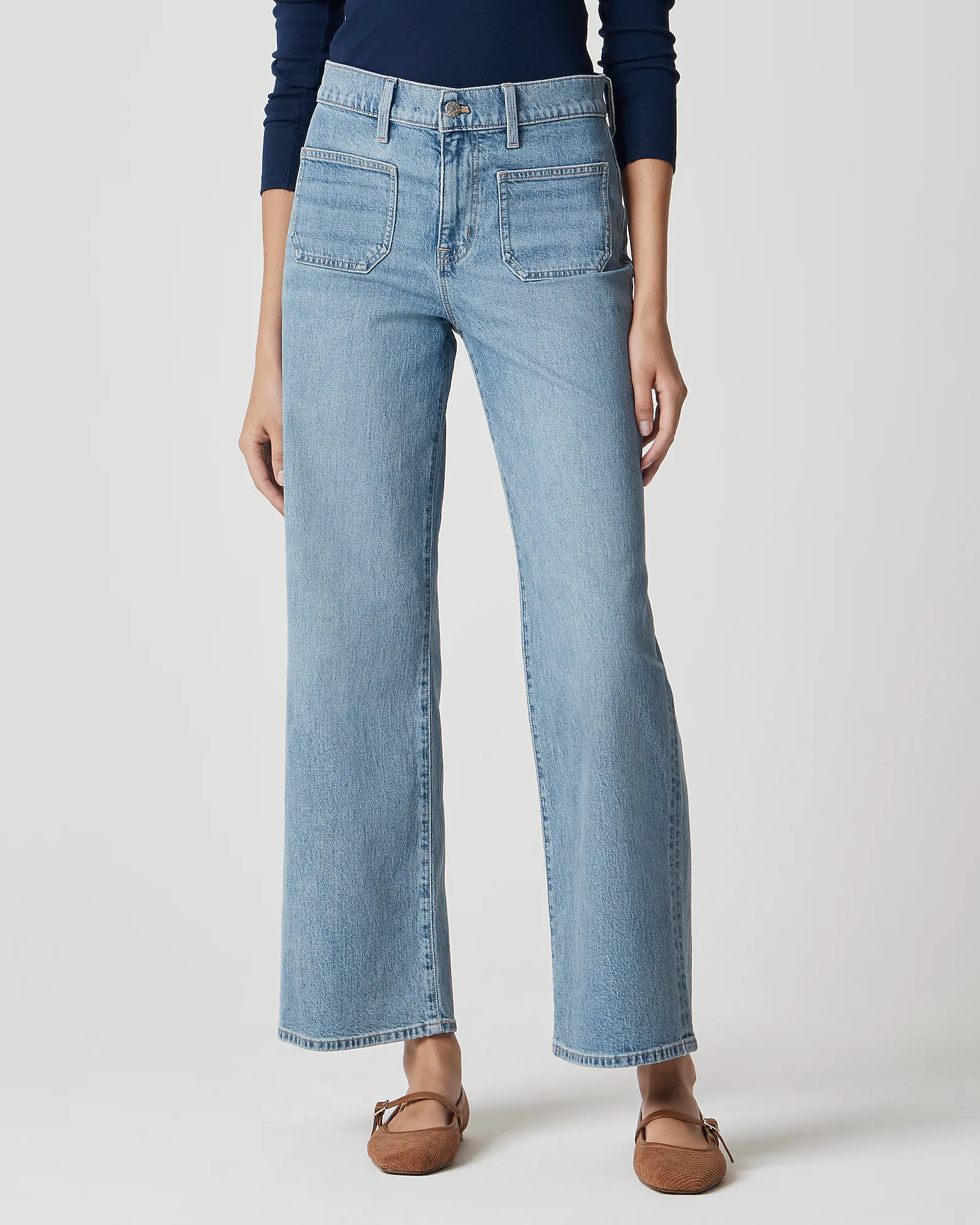 Slim wide-leg patch-pocket jean in all-day stretch | J.Crew Factory