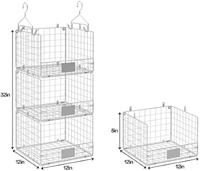 3 Tier Foldable Closet Hanging Organizer with Name Plate, Clothes Hanging Shelves with 5 S Hooks, Wa | Amazon (US)