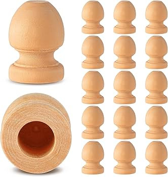 30 Pcs Wood Finials Dowel Rods Caps 1-1/16 Inch Tall with 3/8 Inch Hole Unfinished Wood Drawer Kn... | Amazon (US)