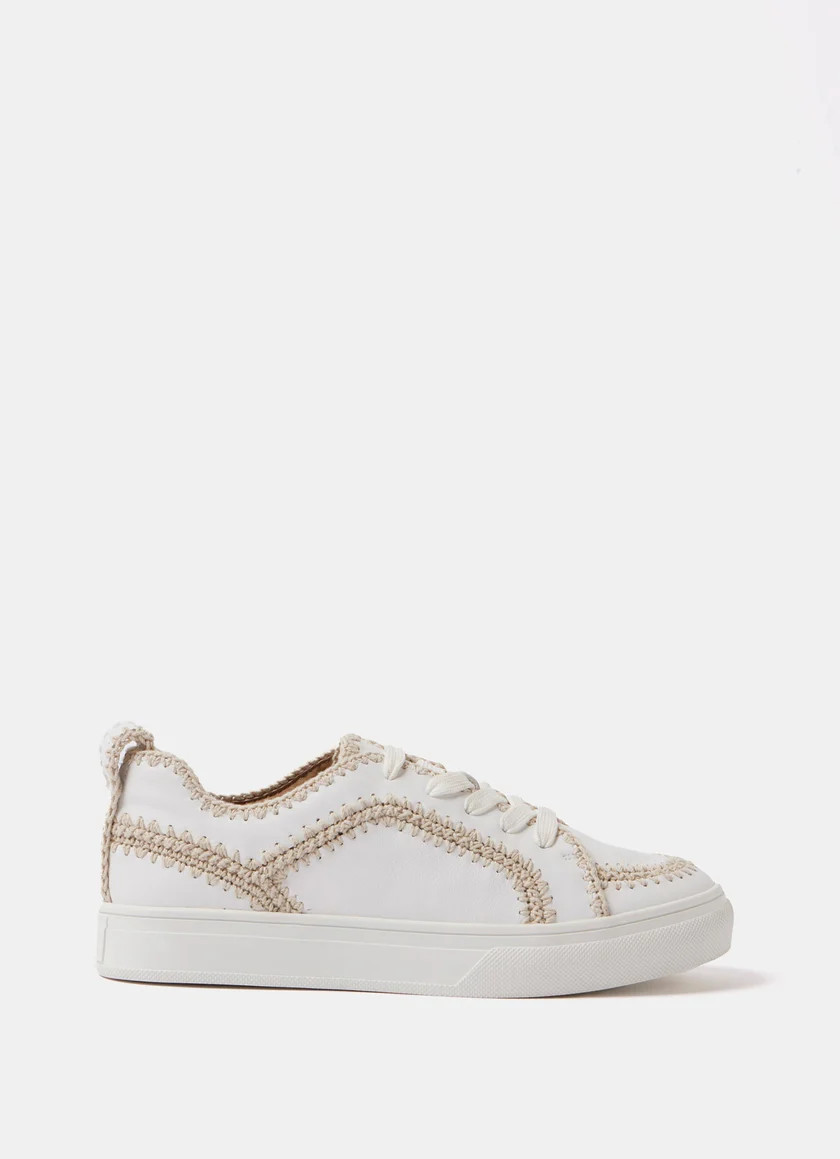 White Leather Stitch Detail Trainers | Mint Velvet