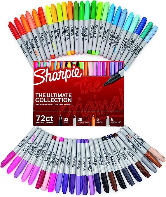 Sharpie Permanent Markers Ultimate Collection, Fine and Ultra Fine Points, Assorted Colors, 72 Co... | Amazon (US)
