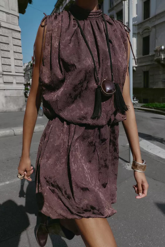 JACQUARD VOLUMINOUS MINI DRESS | Zara US