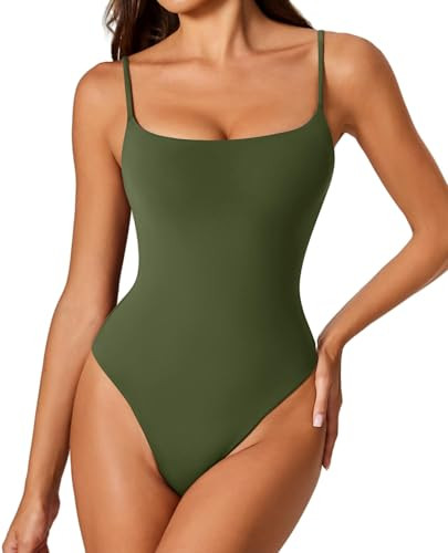Avidlove Tank Top Bodysuit Sleeveless Body Suits Double Lined One Piece Thong Bodysuits Causal Cami Tops | Amazon (US)