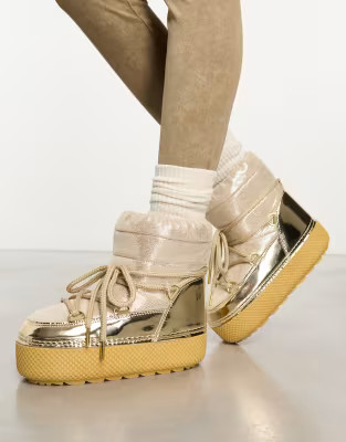 South Beach padded snow boots in gold | ASOS (Global)
