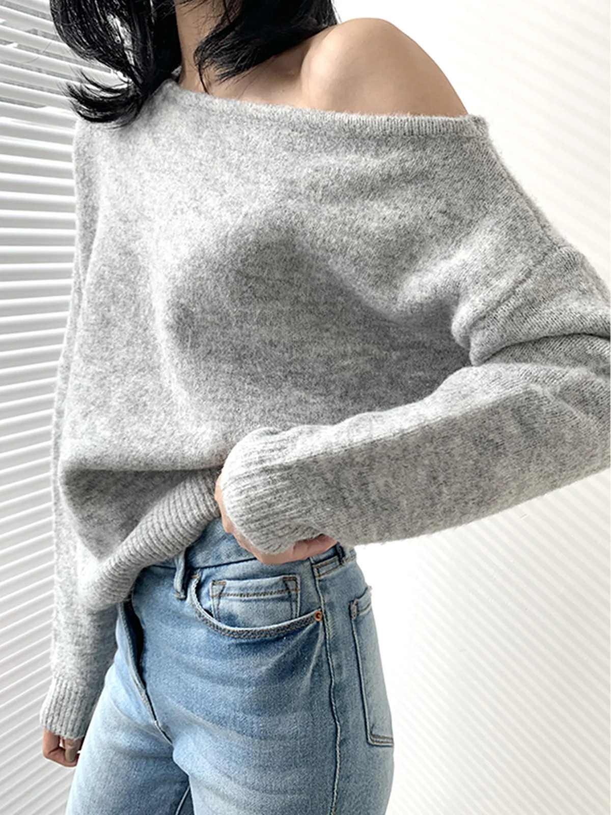 One Shoulder Asymmetric Sweater | Commense