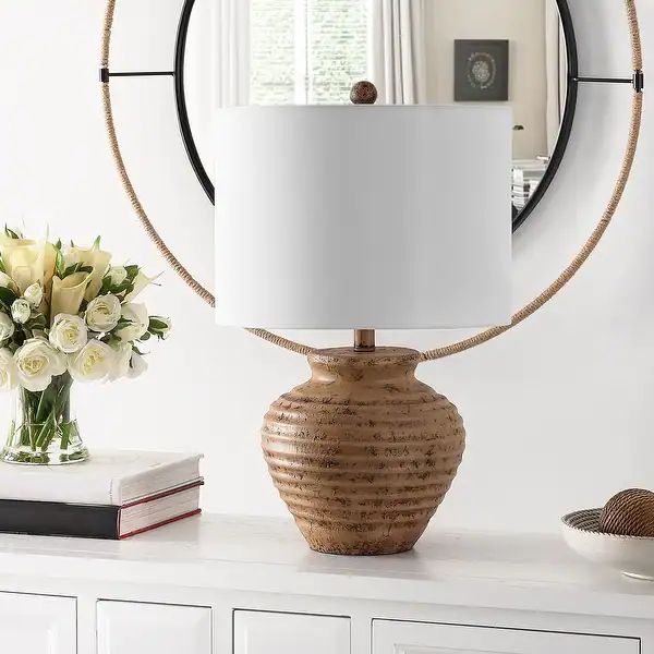 SAFAVIEH Lighting 23-inch Kamryn Resin Table Lamp - 14" x 14" x 23" | Bed Bath & Beyond