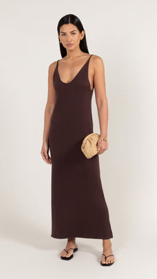 Sofia Knitted Slip Dress - Dark Espresso | Charli