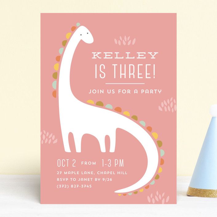 "Dinotastic" - Customizable Children's Birthday Party Invitations in Green by Laura Hankins. | Minted