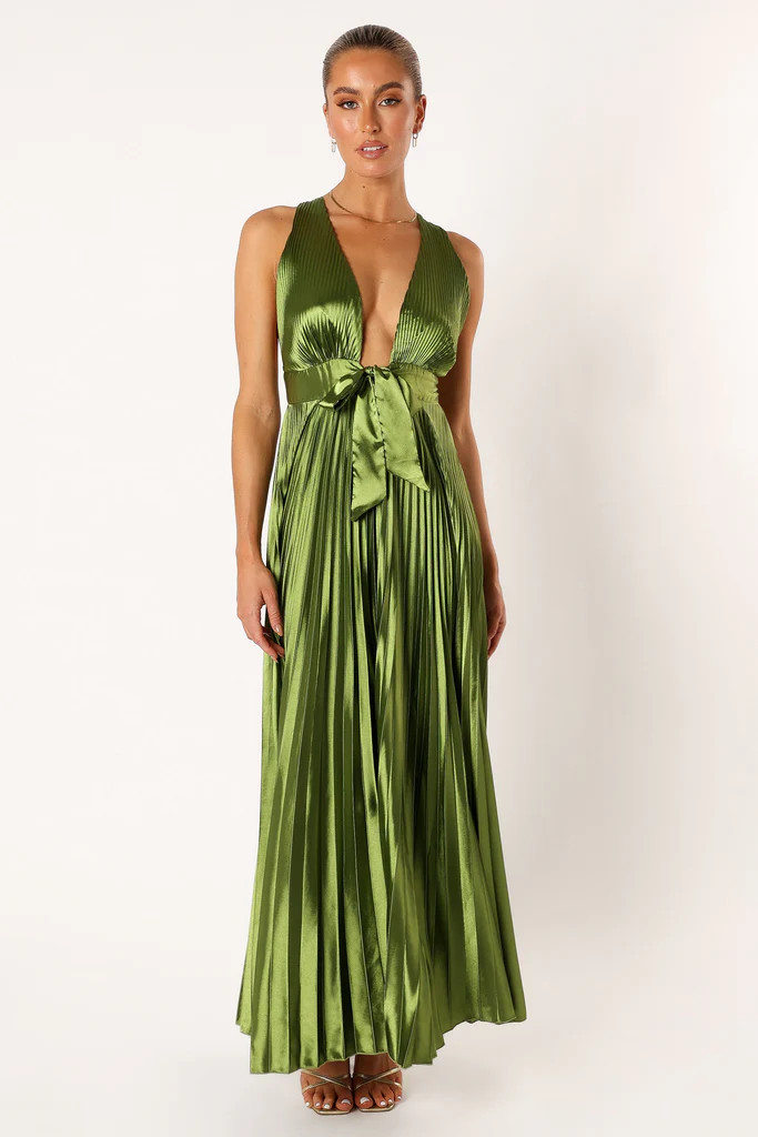 Kris Pleated Maxi Dress - Martini Olive | Petal & Pup (US)