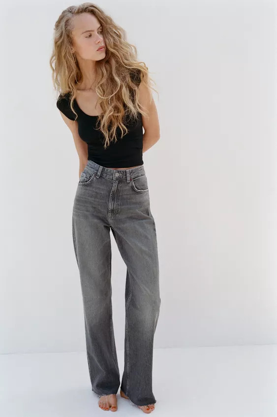 TRF WIDE-LEG HIGH-WAIST JEANS | Zara UK
