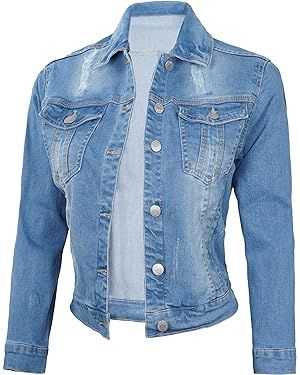 Decrum Denim Jacket For Women - Casual Trucker Style Outerwear Blue Womens Jean Jackets | Amazon (US)