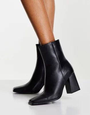 Truffle Collection square toe heeled ankle boots in black | ASOS | ASOS (Global)