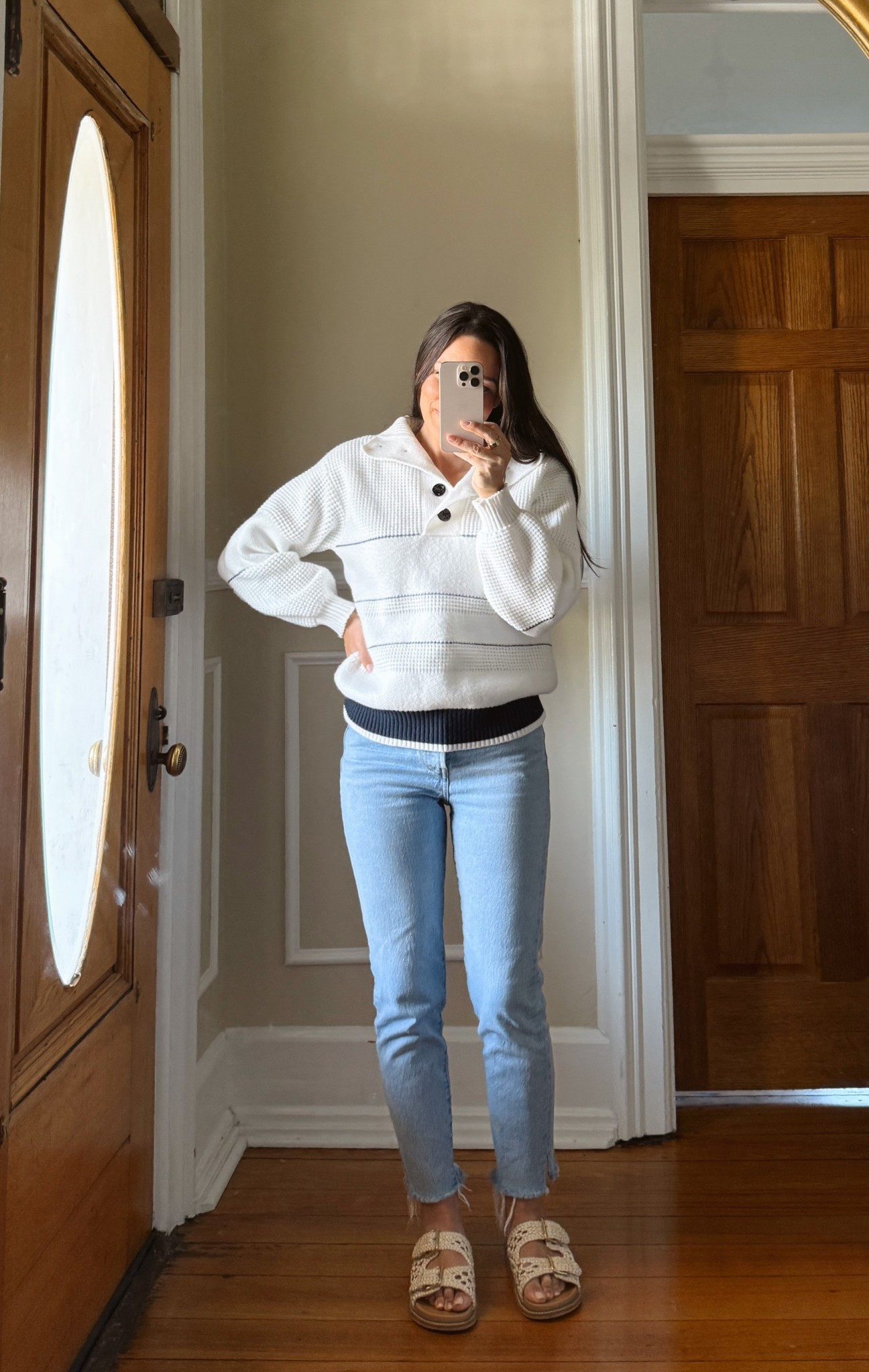 Nautical sweater from Commense  | Levi’s straight jeans 