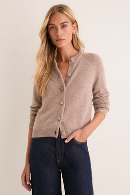 Wheat Cashmere Knot Button Phoebe Cardigan | Tuckernuck (US)