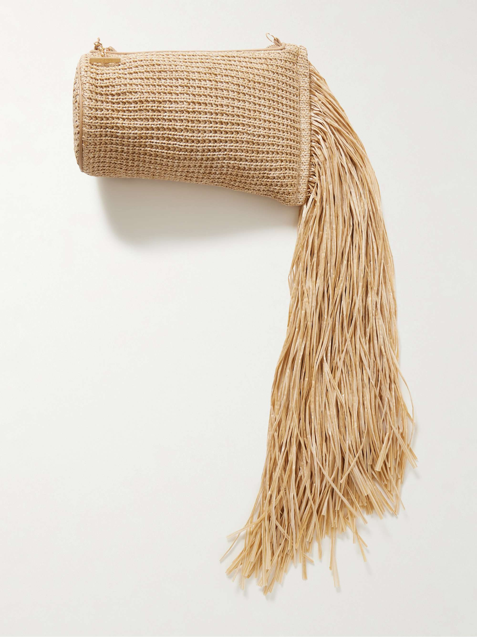 Viera fringed leather-trimmed raffia clutch | NET-A-PORTER (US)