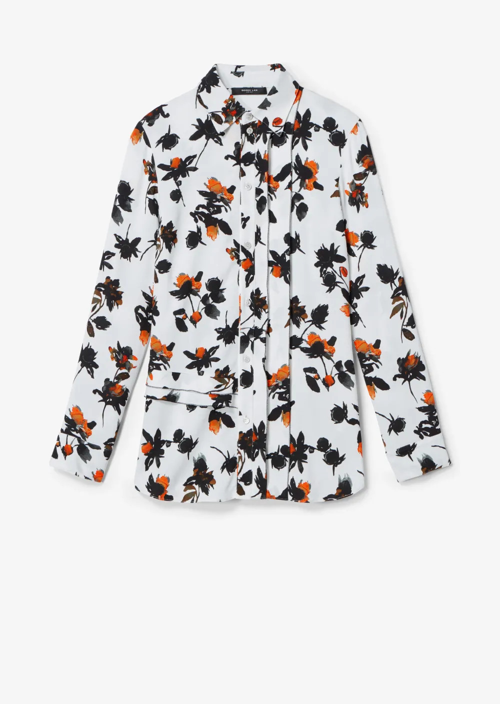 Floating Floral Long Sleeve Ruffle Edge Button-Down Blouse | Derek Lam (Global)