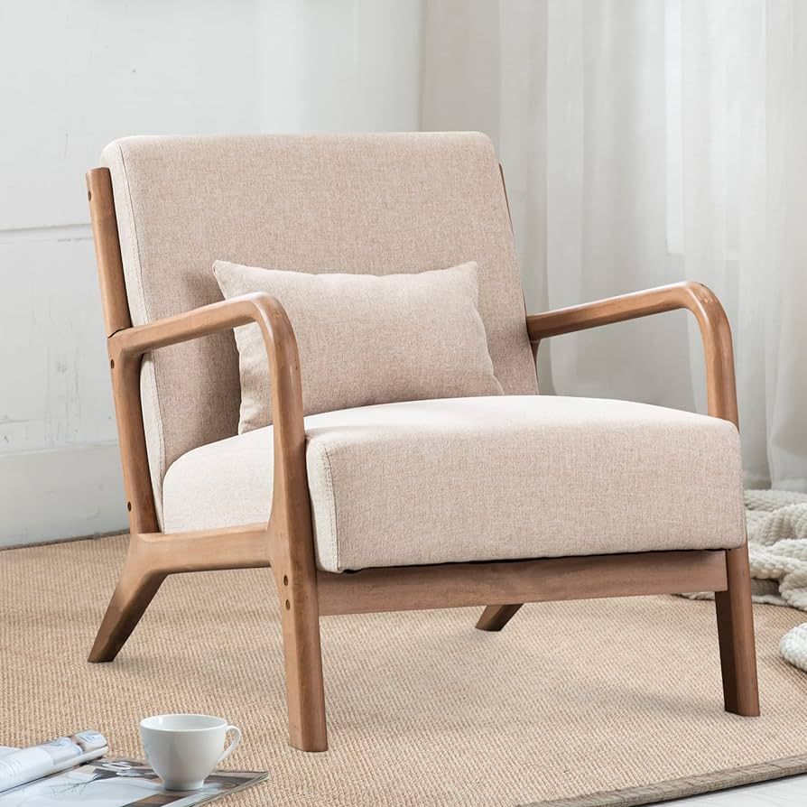 INZOY Mid Century Modern Beige Accent Chair
Wood
Bedroom, Living Room
 | Amazon (US)