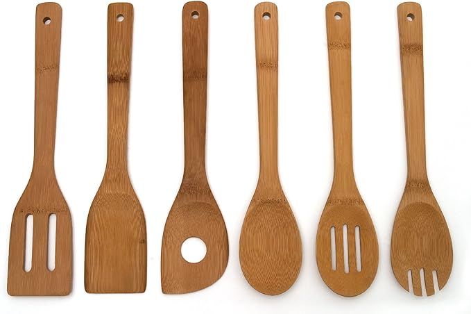 Lipper International 826 Bamboo Wood Kitchen Tools in Mesh Bag, 6-Piece Set | Amazon (US)