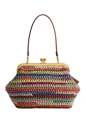 COACH Large Weave Straw Kisslock Frame Bag | Belk