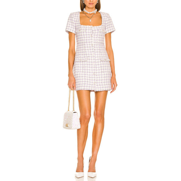 Assignment 'Amber' White Crystal Embellished Tweed Mini Dress Size XS | Poshmark