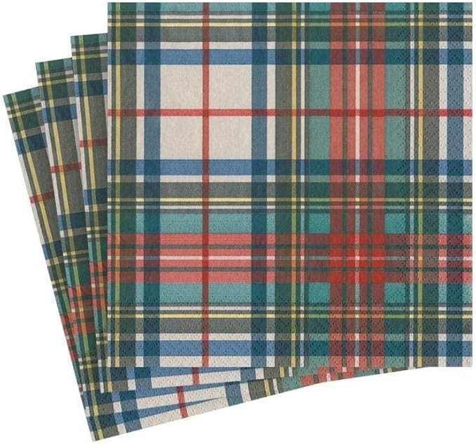 Caspari Dress Stewart Tartan Paper Cocktail Napkins - Two Packs of 20 | Amazon (US)