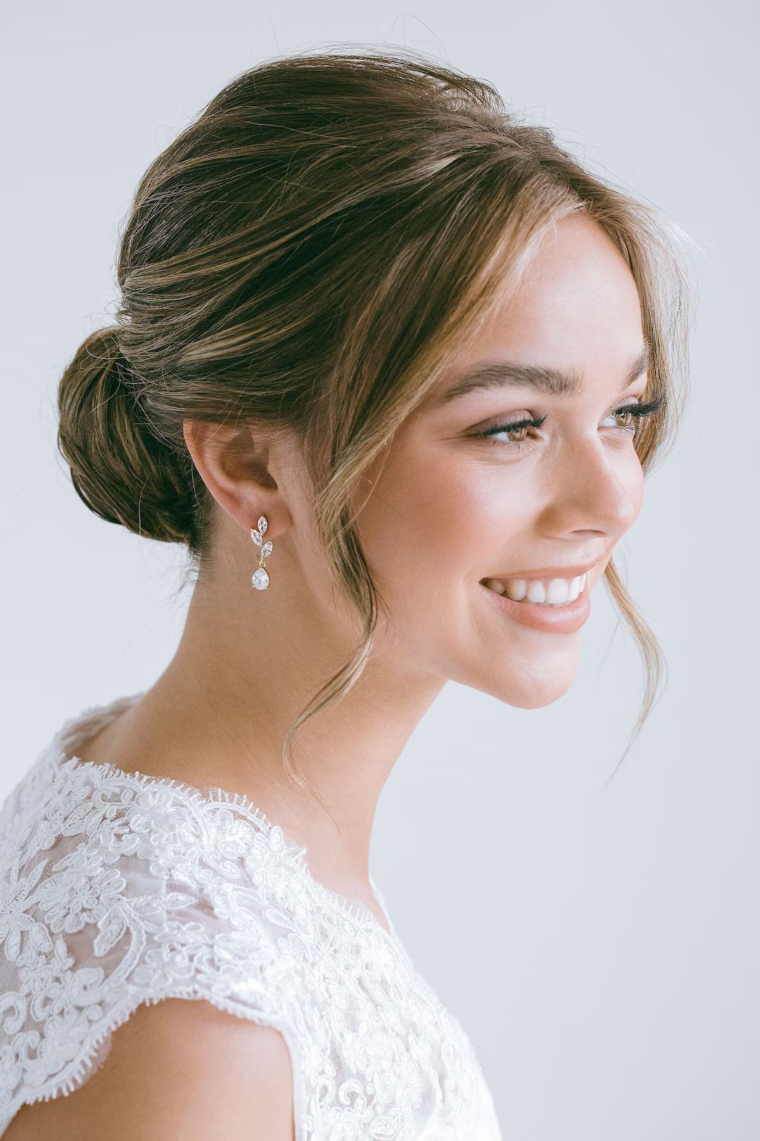 Crystal Leaf Drop Earrings, Wedding CZ Earrings, Bridesmaid Jewelry, Wedding Earrings, Simple Cry... | Etsy (US)