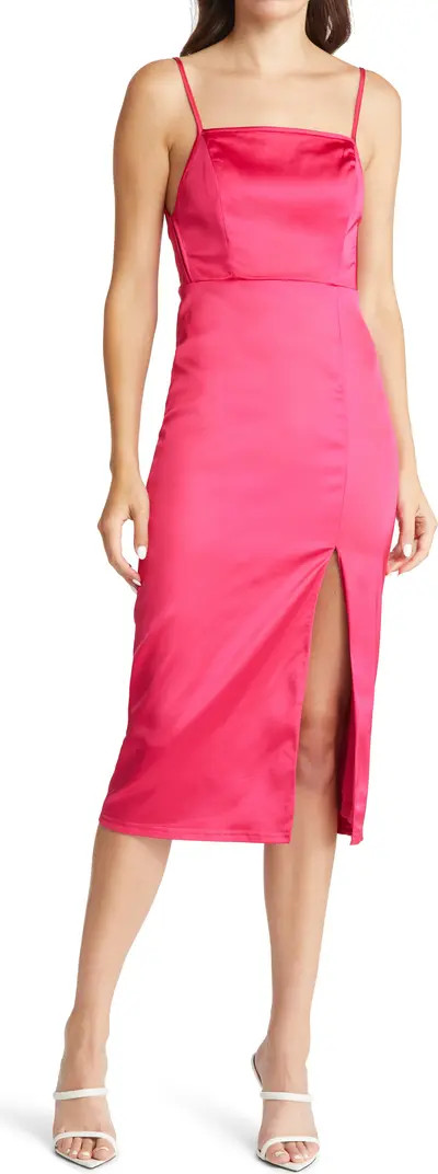 Lulus Hold Your Hand Satin Midi Cocktail Dress | Nordstrom | Nordstrom