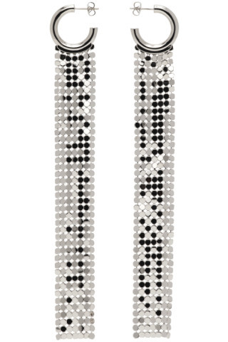 Silver Pixel Long Hoop Earrings | SSENSE