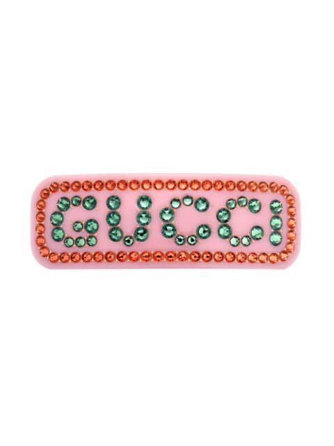 Guccicrystal logo hair clip | Farfetch (US)