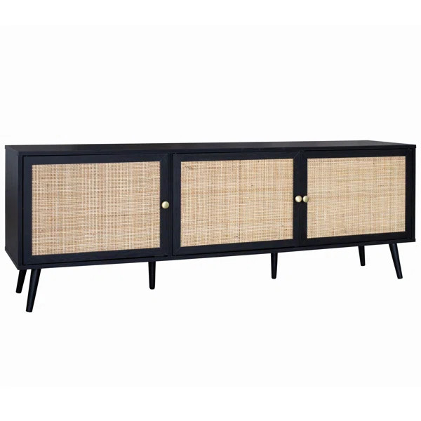 Presley Rattan Storage Media Console for TVs up to 79", 66" x 24" x 15.5" | Wayfair Professional